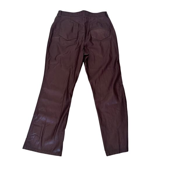 Marissa Web Brown Faux Leather Kick Flare Pants Size 14 Slimming Career $325 - Picture 10 of 12